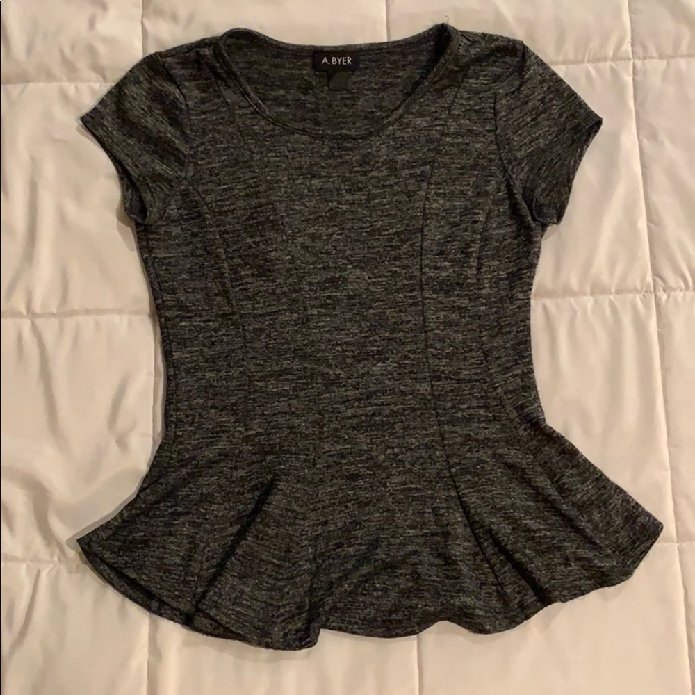 Amy Byer gray/black flare shirt.